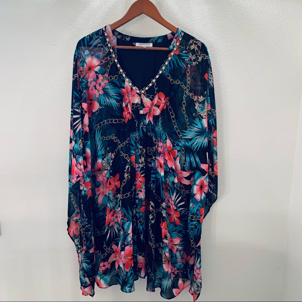 COPY - Jennifer Lopez~Royal Palm Floral-Kimo Dress